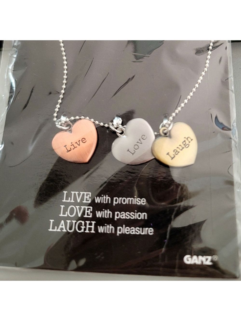 NWT GANZ Words to Live By - Live Love Laugh - Heart Pendant Necklace